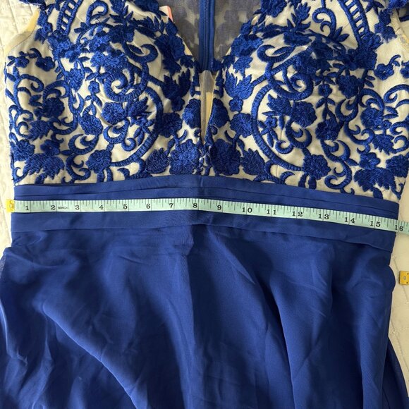 JJs House Royal Blue Lace & Chiffon V-Neck Evening Gown US12/UK14 - Picture 10 of 12